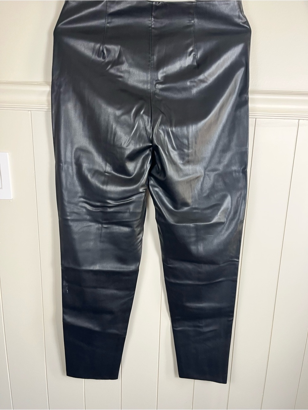Zara Black Women Faux Leather Trousers (XL) with elastic waist - Picture 5 of 10